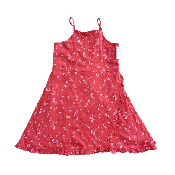 Harper Canyon Dresses & Skirts - Harper Canyon Watermelon Red Floral Print Smocked Ruffled Straps Mini Dress Girl